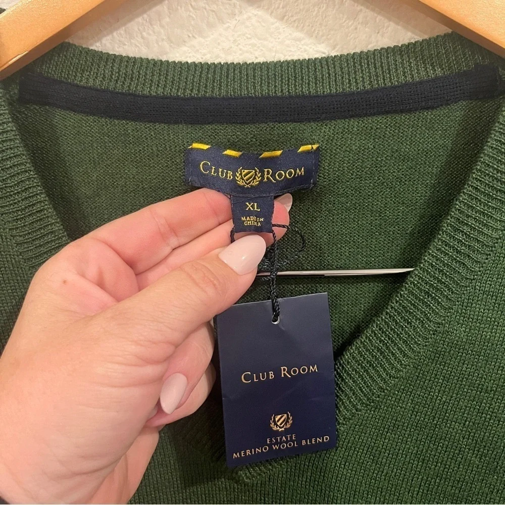 NEW Club Room green merino wool blend neck sweater size X-Large